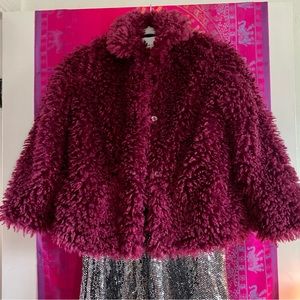 JANIE AND JACK faux fur coat, color Raspberry Radiance  (size 10-12)